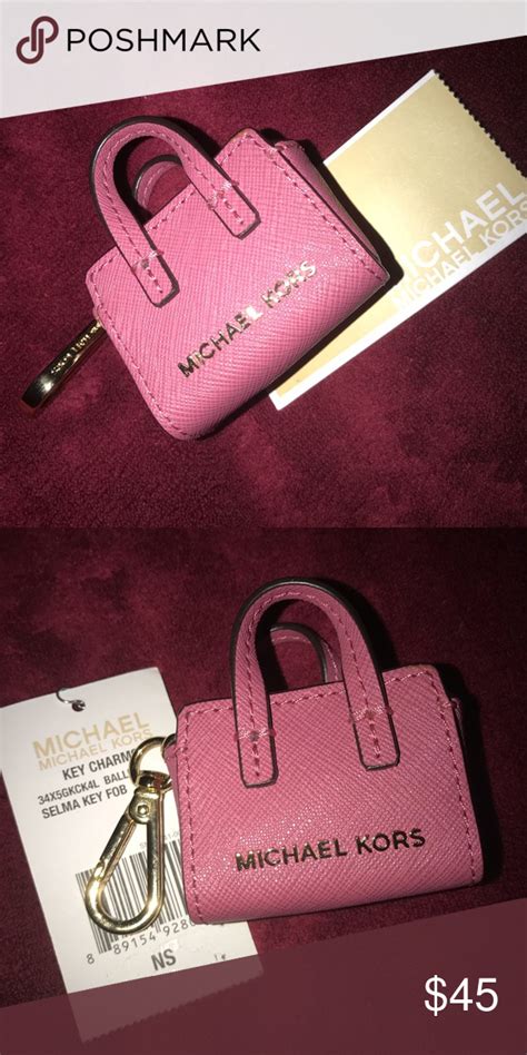 michael kors leather selma mini bag key fob charm|NEW! Michael Kors Cherry Red Mini Selma Keychain FOB Bag .